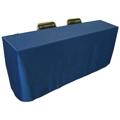 【お取寄せ品】 丸金　長机用　防炎テーブルクロス　ボックス型　約145×320cm　ロイヤル　ネイビー　1..