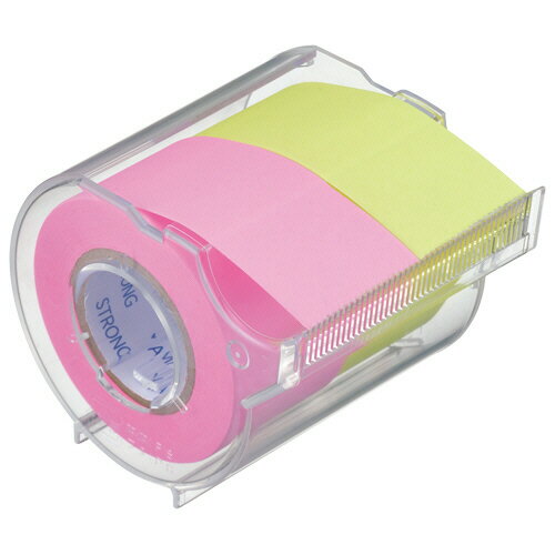 ヤマト　メモック　ロールテープ（強粘着）　蛍光紙　カッター付　25mm幅　ローズ＆レモン　PRK−25CH−R..