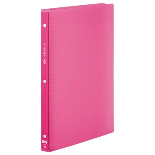 TANOSEE　30穴バインダー（透明PP表紙）　A4タテ　70枚収容　背幅24mm　ピンク　1冊
