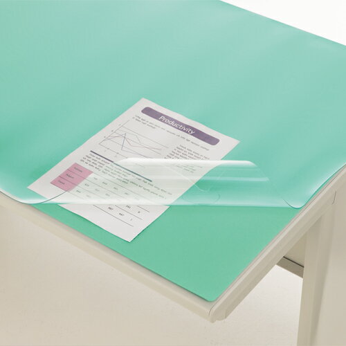 ライオン事務器 デスクマット PVC製 光沢仕上 ダブル(グリーンマット付) 990×690×1.8mm No.107N 1枚 【送料無料】