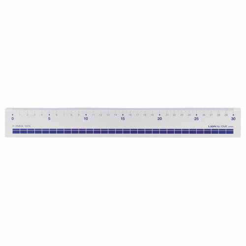 ライオン事務器　再生アクリル直線定規　30cm　No．10MR　1本