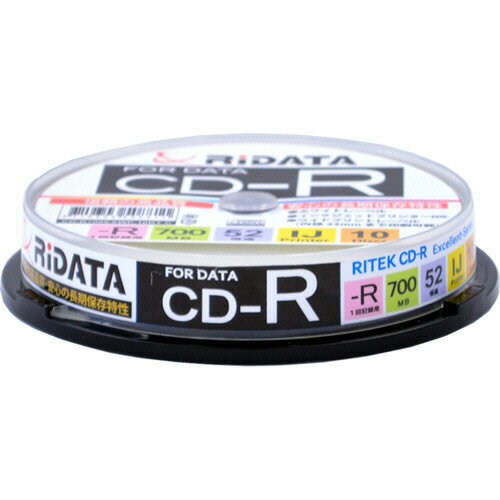 RiDATA　データ用CD−R　700MB　1−52倍速　ホワイトワイドプリンタブル　スピンドルケース　CD−R700EXWP.10RT　C　1パック（10枚）