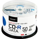 ハイディスク　データ用CD−R　700MB　48倍速　ホワイトワイドプリンタブル　スピンドルケース　TYCR80YP50SP　1パック（50枚）