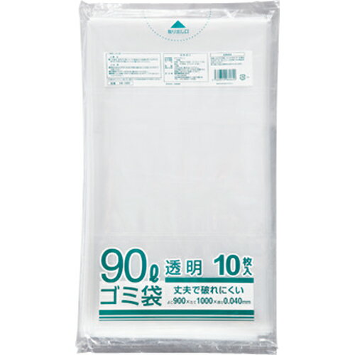 クラフトマン 業務用透明 メタロセン配合厚手ゴミ袋 90L HK−089 1パック（10枚）