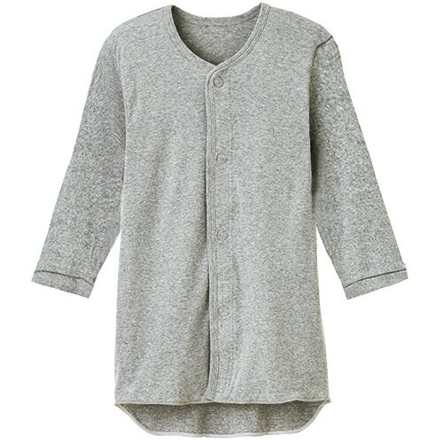 オオサキメディカル　プラスハート　ワンタッチ肌着　前開き　七分袖　紳士用　L　グレー　1着