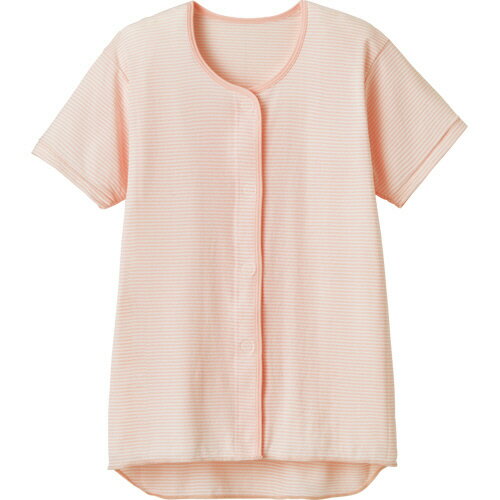 オオサキメディカル　プラスハート　ワンタッチ肌着　前開き　半袖　婦人用　M　ピンクボーダー　1着