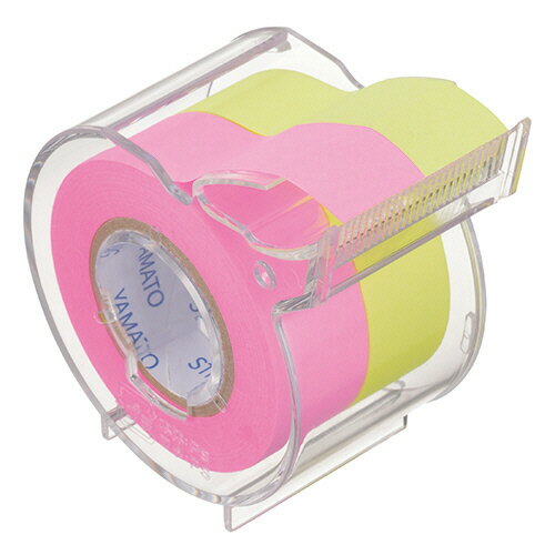 ヤマト　メモック　ロールテープ（強粘着）　蛍光紙　カッター付　15mm幅　ローズ＆レモン　PRK−15CH−R..