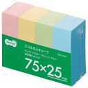 TANOSEE　エコふせん　キューブ　75×25mm　4色　1パック（4冊）