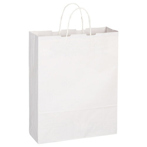 TANOSEE　紙手提袋　丸紐　大　ヨコ320×タテ400×マチ幅115mm　白無地　1パック（50枚）