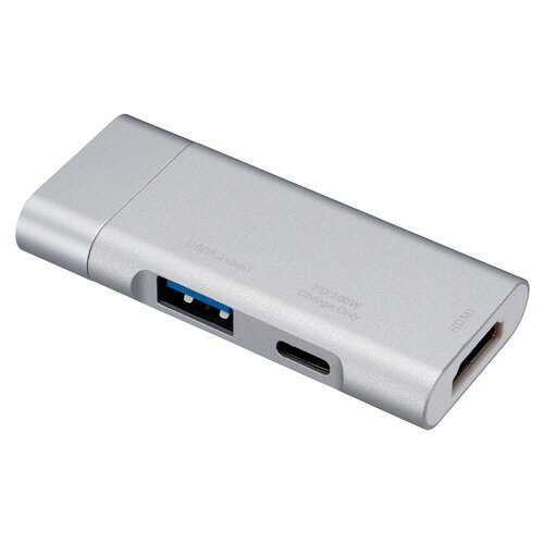 ナカバヤシ　PD対応　Type−C　ポケットサイズドッキングステーション　シルバー　UD−C08SL　1個
