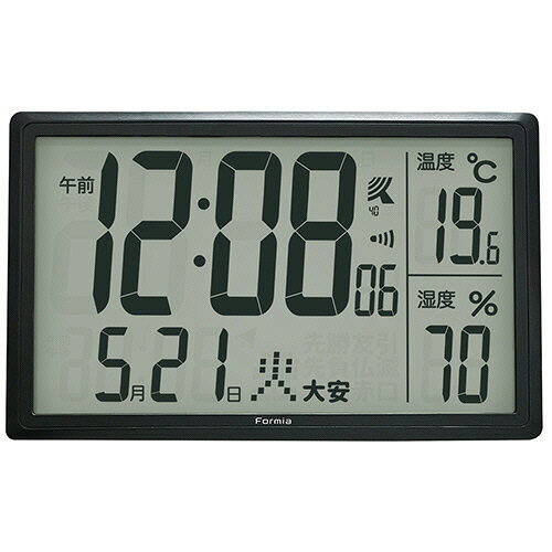 【お取寄せ品】 保土ヶ谷電子販売 大型デジタル電波時計 ブラック HWC−017RC 1台 【送料無料】
