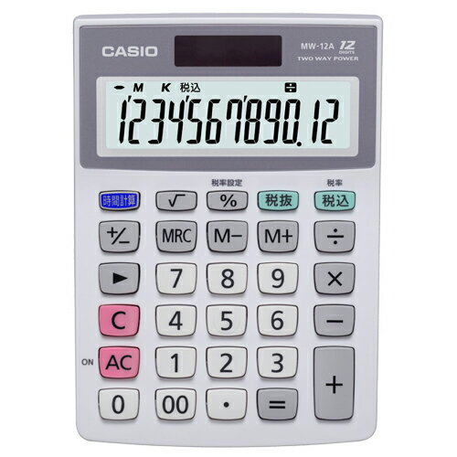 カシオ 特大表示電卓 12桁 ミニジャストサイズ MW−12A−N 1台