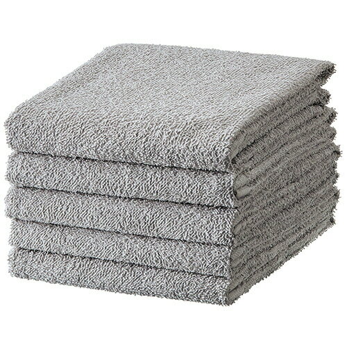 TANOSEE　フェイスタオル　ライトグレー　1パック（5枚）