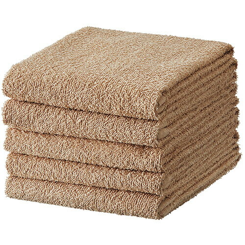 TANOSEE　フェイスタオル　ライトブラウン　1パック（5枚）