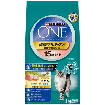 【お取寄せ品】 ネスレ　ピュリナワンキャット　健康マルチケア　15歳以上　チキン　2kg　1パック