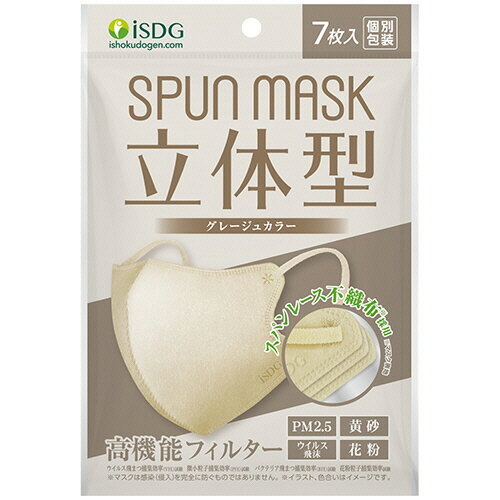 【お取寄せ品】 医食同源ドットコム　SPUN　MASK　立体型　グレージュ　個別包装　1パック（7枚）