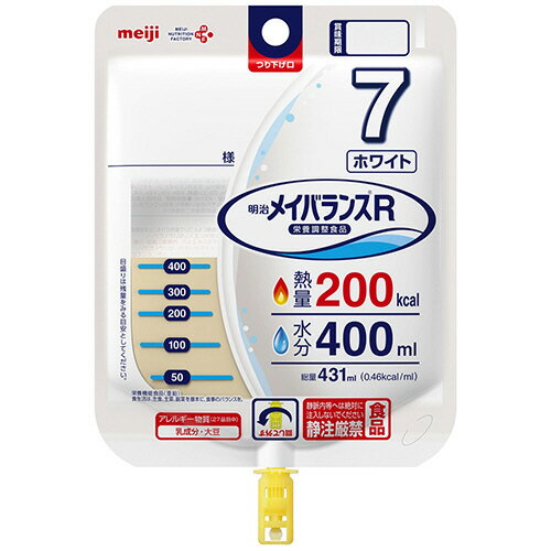 ●たんぱく質：4g/100kcalの濃厚流動食。ホワイトパッケージ（1パックあたり熱量200kcal、水分400ml）です。●多めの水分量・ナトリウム量で添加の作業を軽減。水分量・ナトリウム量を多めに設計することで、注水や食塩添加の作業を軽減し、より衛生的な栄養管理を目指します。●水分量・食塩換算量がわかりすい。●内容量／431ml●栄養成分（431mlあたり）／エネルギー：200kcal、水分：400g、たんぱく質：8g、脂質：5.6g、炭水化物（糖質：29.4g、食物繊維：2g）、灰分：2.22g、ナトリウム：591mg、カリウム：200mg、カルシウム：120mg、リン：120mg、鉄分：2mg、亜鉛：1.6mg、塩分相当量：1.5g●原材料／デキストリン、乳たんぱく質、食用油脂（なたね油、パーム分別油）、粉末状大豆たんぱく、難消化性デキストリン、ショ糖、フラクトオリゴ糖、食塩、カルニチン、食用酵母、カゼインNa、クエン酸Na、乳化剤、pH調整剤、ビタミン、香料、水酸化K、塩化K、炭酸Mg、安定剤（カラギナン）、メタリン酸Na、硫酸鉄、グルコン酸亜鉛、グルコン酸銅●賞味期限／製造後180日●1セット＝12パック※栄養成分は予告なく成分値が変わることがあります。最新成分値は商品パッケージをご参照ください。※賞味期限について：商品の発送時点で、賞味期限まで残り45日以上の商品をお届けします。●メーカー／明治●型番／1671713●JANコード／4902705121461※メーカー都合によりパッケージ・仕様等が予告なく変更される場合がございます。ご了承ください。本商品は自社サイトでも販売しているため、ご注文のタイミングにより、発送までにお時間をいただいたり、やむをえずキャンセルさせていただく場合がございます。※沖縄へのお届けは別途1650円(税込)の送料がかかります。※本商品はメーカーより取寄せ後の発送となるため、配送日はご指定頂けません。予めご了承ください。また、ご注文後のキャンセル・返品はお受けできません。予めご了承ください。