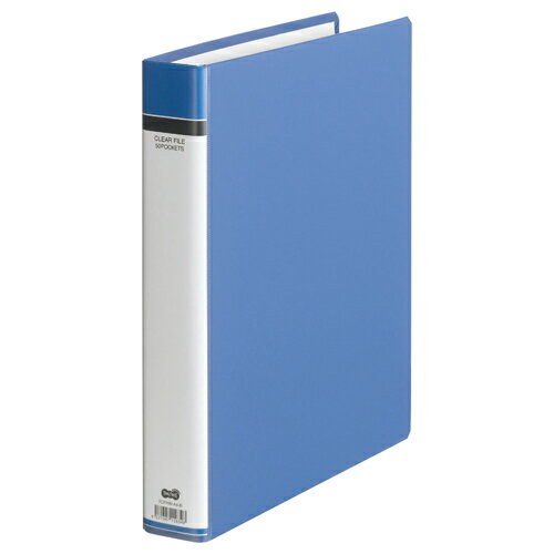 TANOSEE　クリヤーファイル（貼り表紙）　A4タテ　30穴　50ポケット付属　背幅51mm　青　1冊