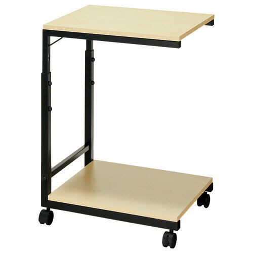 アスカ　デスクサイドワゴン　高さ調整付　ナチュラル／ブラック　DSW02BK　1台 【送料無料】