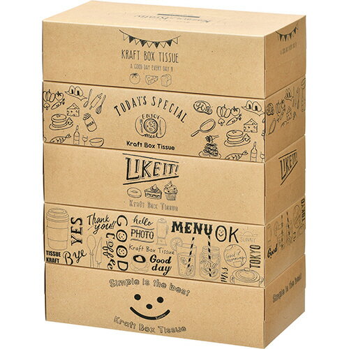 カミ商事　エルモア　ティシュー　Kazaru×Krafty　ラインアート　180組／箱　1セット（50箱：5箱×10パ..