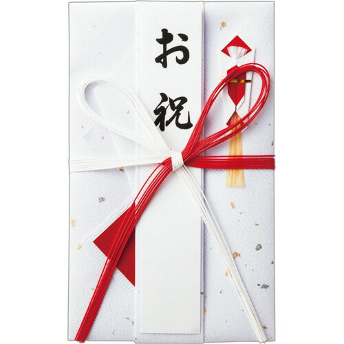 マルアイ　祝儀袋　金振赤白7木花結お祝　短冊付　キ−421　1枚