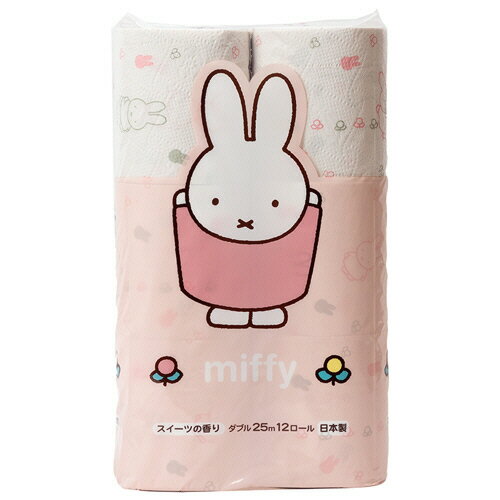 丸富製紙　トイレットペーパ−　ミッフィー　再生紙　芯あり　ダブル　25m　1セット（96ロール：12ロール×8パック） 【送料無料】のサムネイル