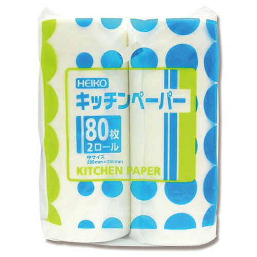 楽天ぱーそなるたのめーる【お取寄せ品】 シモジマ　HEIKO　キッチンペーパー　中　80カット／ロール　＃004711000　1セット（16ロール：2ロール×8パック） 【送料無料】