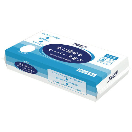 Rakuten - カミ商事　エルモア　水に流せるペーパータオル　120組／パック　1セット（36パック） 【送料無料】