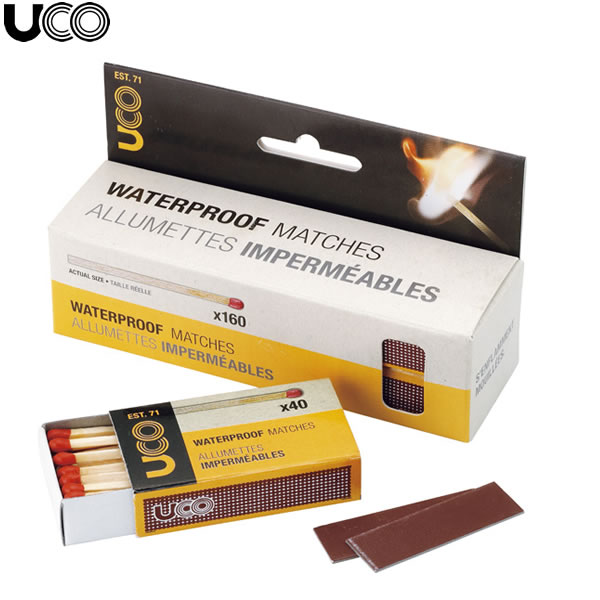 マッチが水にぬれても点火可能。 キャンプやカヤックで活用する10秒ほど燃え続けるマッチ。 ■全長：56mmのマッチ×40本入り ※この商品に関しましては、航空便での輸送ができないため、沖縄等航空便を使う地域には船便での輸送になり、1週間ほど掛かる場合がございます。 ※商品内容につきましては、メーカーから予告なく変更される場合がございます。 【ユーコ　UCO】【20SS】　