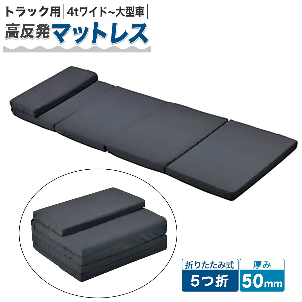 ●サイズ:巾600×長さ2300×厚み50mm ●材質:表面/ポリエステル 　　　　　中材/高反発ウレタン ●色:黒 ●自重：1.7kg