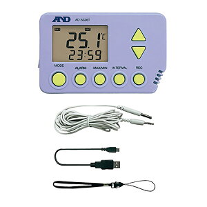温度データロガー IP54 温度記録計 電池式 2chセンサー(内臓/外部) 測定範囲−40〜90℃(外部センサー使用時) アラーム設定可 Windows対応 室内外温度計 温度管理 業務用 保冷車 冷蔵車 トラック用品