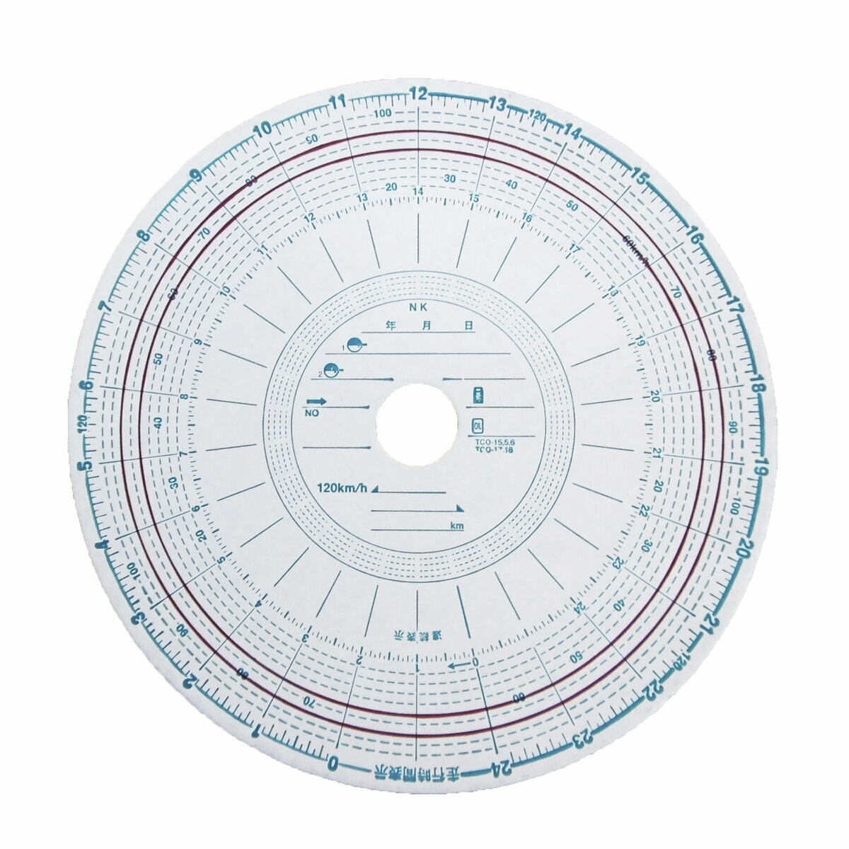 タコグラフチャート紙 回転記録なし 26時間用 120km/h 100枚入 再生紙 赤ライン入 赤箱相当品 丸型