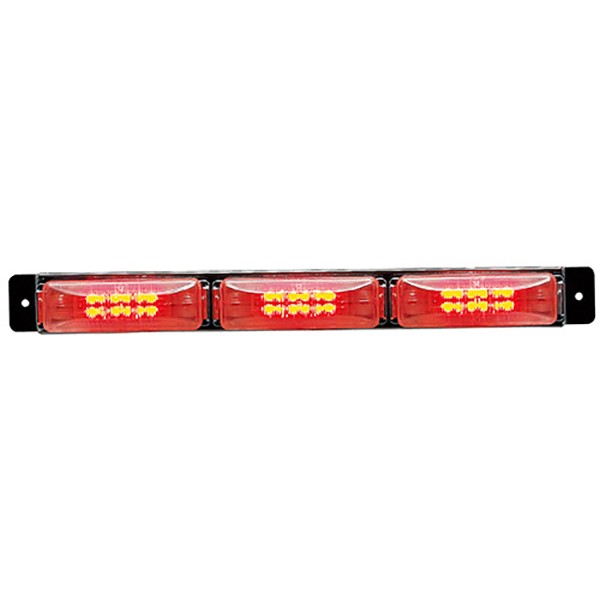 【Pa-manオリジナル】 車高灯 12LED(レッド)×3連 DC24V 防水 クリアレンズ BH3LCR