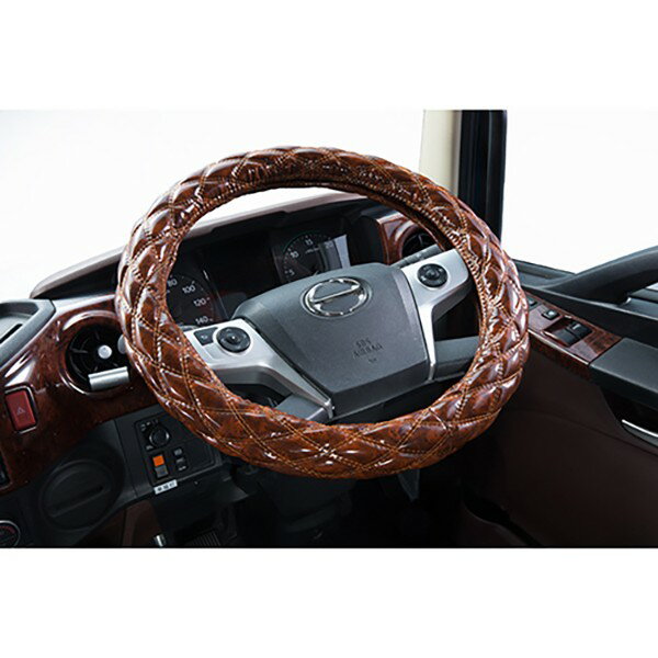 【Pa-manオリジナル】極太 ハンドルカバー 木目 2HL(47〜48cm) GHW2HL トラック ステアリング PVCレザー [適用車種 日野 三菱 UD いすゞ] 内装用品 ブラウン