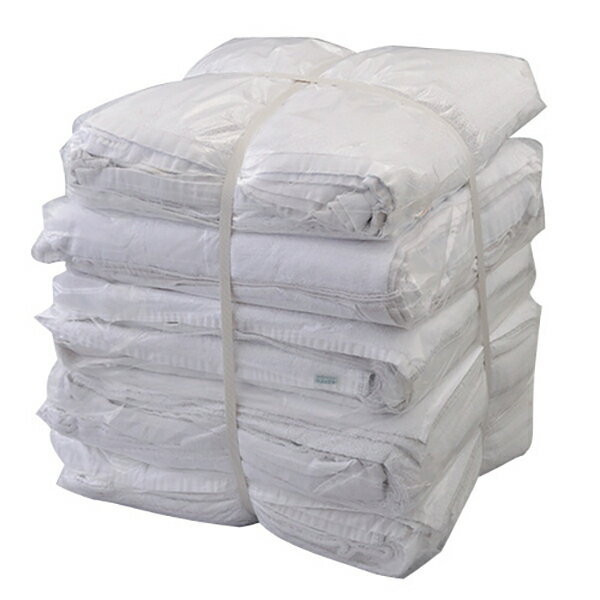 ●綿率が約90％で吸収もよく、白色なので汚れがはっきりと分かります。 ●材質：白色パイル地中古生地(綿率約90％)タオル・バスタオル等 ●サイズ：約300〜350×600〜700mm ●入数：10kg(2kg×5袋) ●自重：約10kg ※タオル・バスタオル以外の生地も入っていますので、ご了承下さい。