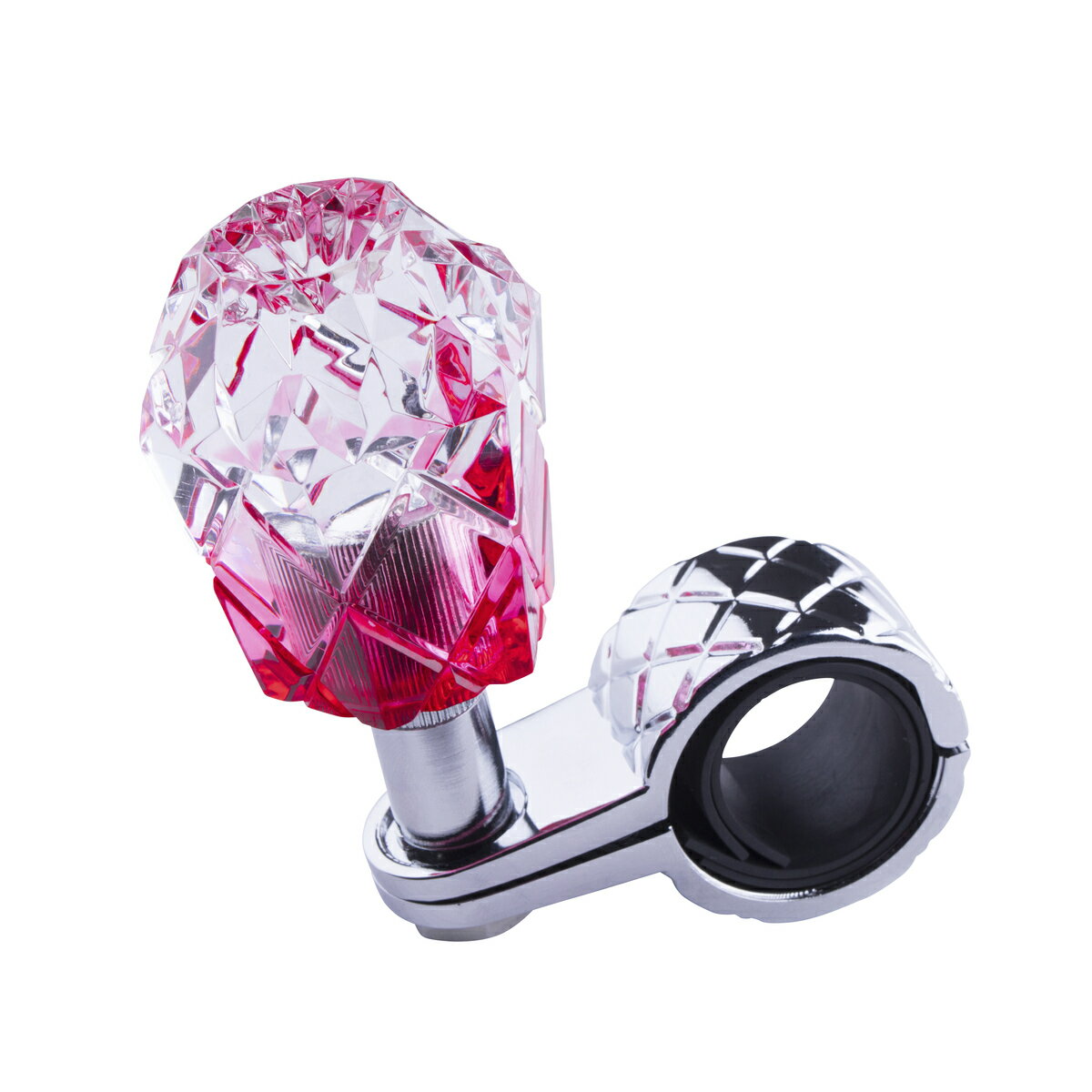 ハンドルスピンナー ダイヤカット クリアレッド 27〜33mm 調整用ゴム付 ベアリング内蔵 トラック用品 ..