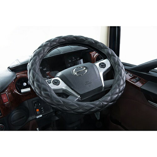 【Pa-manオリジナル】極太 ハンドルカバ− マットブラック/ブラック S(36〜37cm) ステアリング PVCレザー [適用車種 軽トラック 軽自動車 ] 内装用品