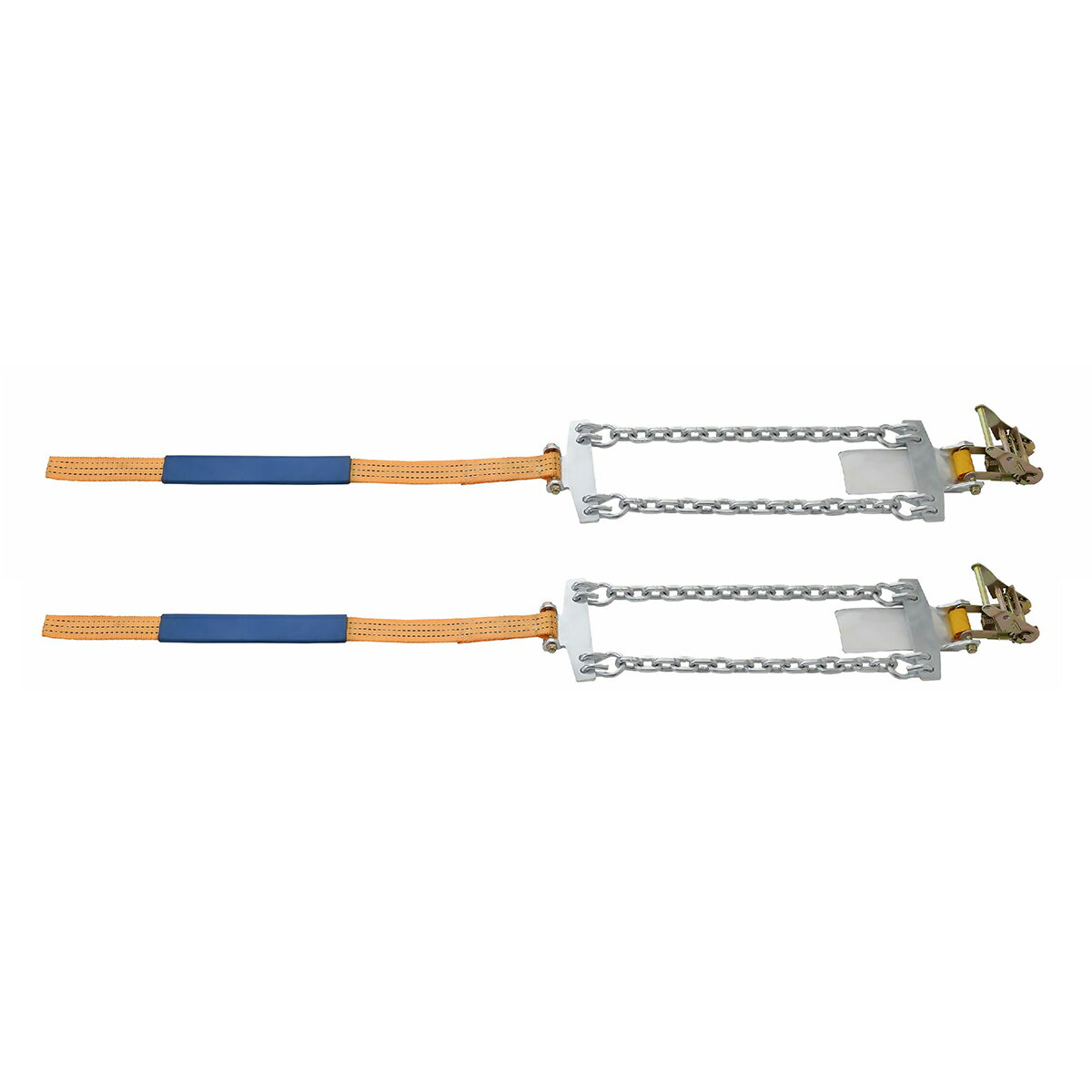 【Pa-manオリジナル】 タイヤチェーン 大型トラック用 ラチェット式 アルミ/スチールホイール兼用 2本組 緊急脱出 簡易 金属チェーン