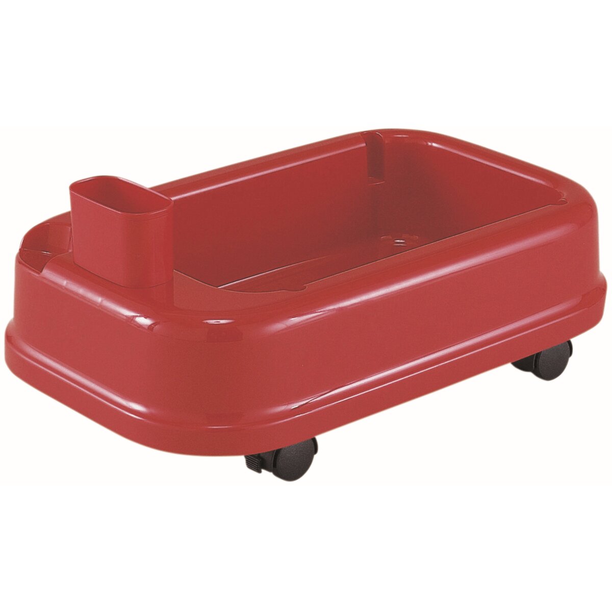 18Lポリ缶ホルダー キャスター付 赤 ポリタンク ポンプ受け付 収納トレー らくらく移動 灯油缶 運搬 車輪