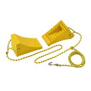 【Pa-manオリジナル】 ストッパー ダブル タイヤ止め 黄色 2個セット ロープ付 11×20×10cm ゴム製 車輪止め 駐車時
