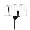 LEDセンサーライト 3灯 コンセント式 AC100V 4500lm 屋内 屋外 人感 玄関/ガレージ/外灯 防犯 防雨 投光器