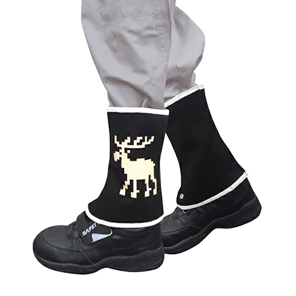 発熱 レッグウォーマー トナカイ 黒 M レディース/キッズ用 2枚セット フットウォーマー 防寒対策 保温