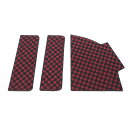 【Pa-manオリジナル】 大型バス用 フロアマット 階段3点セット チェック柄 赤×黒 難燃性素材 吸水性 洗濯可 日本製 カーマット 内装
