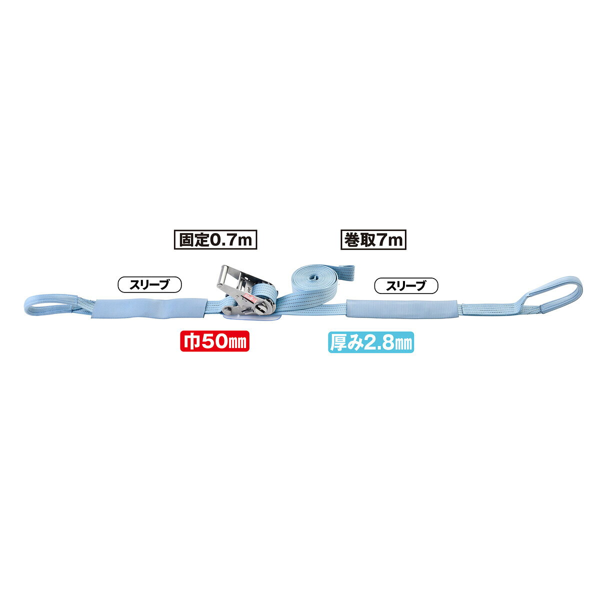 【Pa-manオリジナル】 JIS規格 オールステンレス ベルト荷締機 巾50mm 固定0.7m 巻...