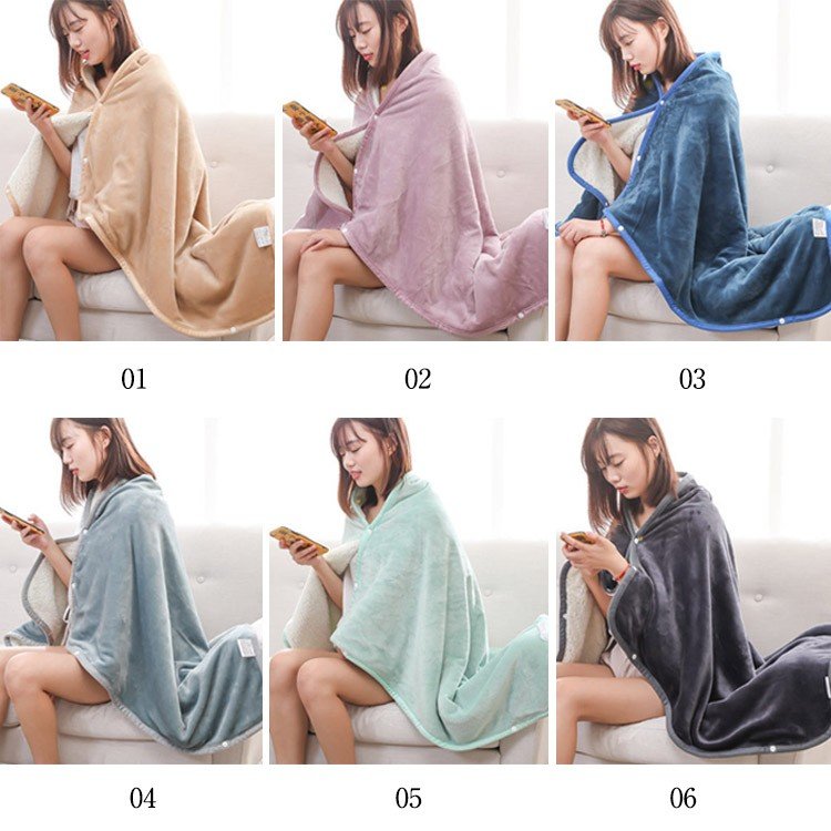 pa-select楽天市場店の着るブランケット 着る毛布 ポンチョ ひざ掛け 可愛い ブランケット 毛布 ケープ 着る毛布 ルームウェア もこもこ マント 秋冬 ふんわり 羽織る 保温 防寒｜アングル2