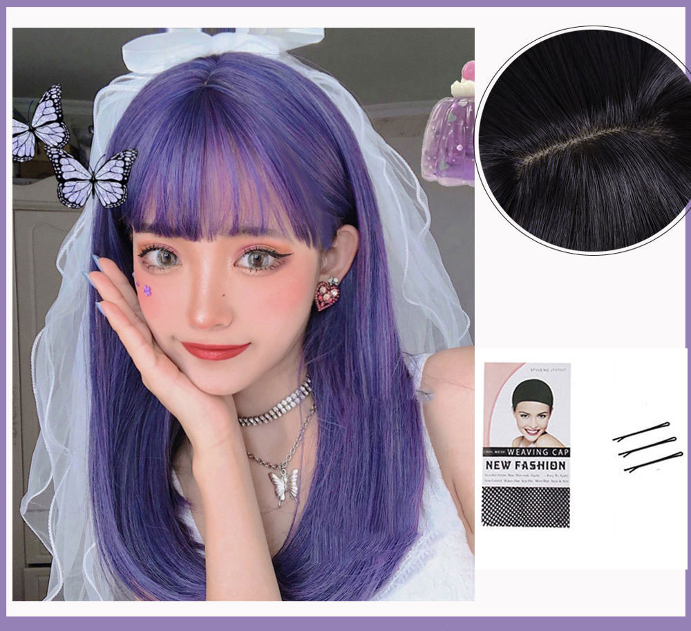 セミロング ウイッグ ストレート 黒髪 ウィッグ ロング かつら フルウィッグ ロリ...