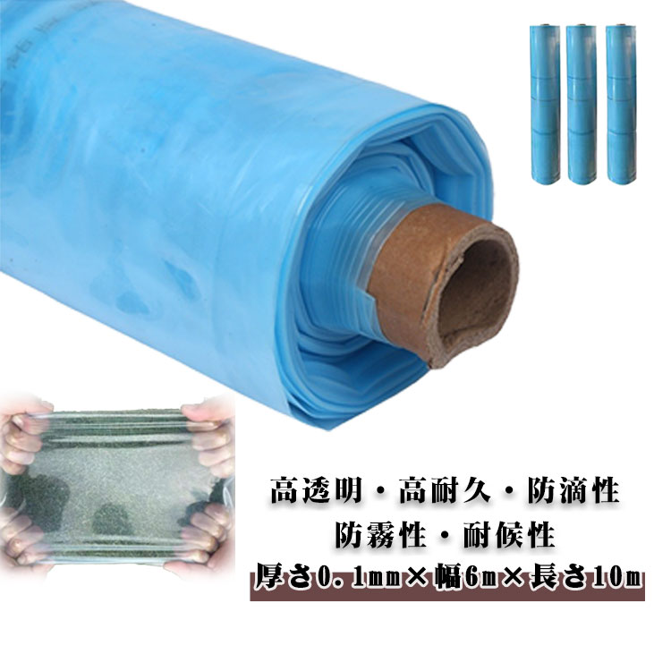 家庭菜園 ビニールハウス用 農業用ビニール 厚さ0.1mm×幅6m×長さ10m ハウスフィルム 農業資材 園芸用品 栽培 農PO 透明 POフィルム POフィルム トンネル ビニールシート 温室フィルム 屋根用ハウスビニール ガーデン用 農ビル 農業用品 部材