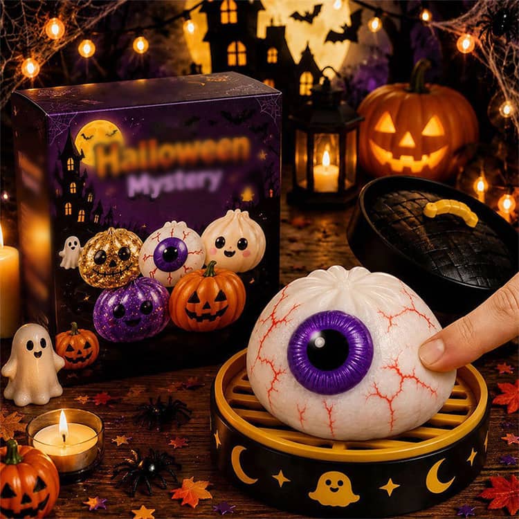 おばけぷにぷに セイロ付き 団子 ハロウィン スクイーズ ハロウィン スカル ソフトスクイーズ パンプキン 低反発 おもちゃ スクイーズ玩具 ゆっくり戻る 捏ね捏ね 目玉 リラックスグッズ フィジェット玩具 ストレス解消 握るおもちゃ 送料無料 pa-select-10007922 pa-select楽天市場店 サンプル画像3