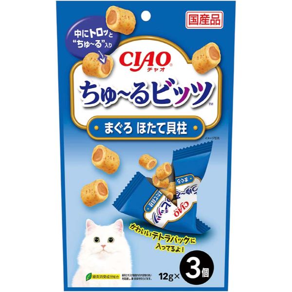 いなばペットフード CIAOちゅ～るビッツまぐろほたて貝柱入り12g×3袋のサムネイル