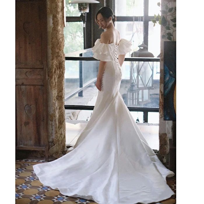 ードレス 結婚式 ブライダル 小きいサイズ ワンピース エンパイア コンサート 発表会 披露宴 前撮り 海外挙式 白